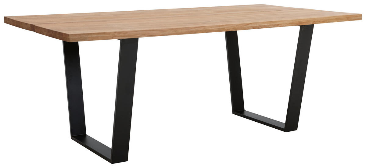 ESSTISCH in Holz, Metall 200/100/78 cm  - Eichefarben/Schwarz, KONVENTIONELL, Holz/Metall (200/100/78cm) - Voleo