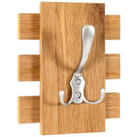 GARDEROBENHAKEN  in furniert Eichefarben, Edelstahlfarben  - Edelstahlfarben/Eichefarben, Design, Holzwerkstoff/Metall (16/20/11cm)
