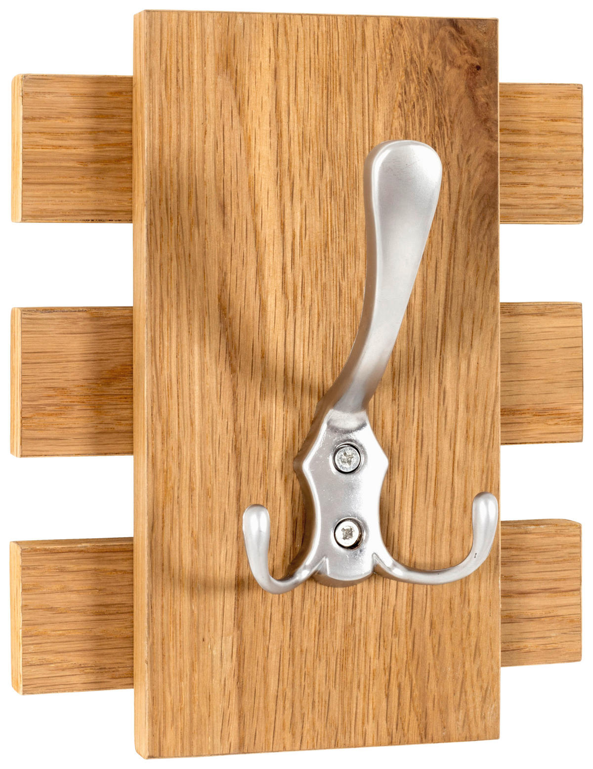 GARDEROBENHAKEN  in furniert Eichefarben, Edelstahlfarben  - Edelstahlfarben/Eichefarben, Design, Holzwerkstoff/Metall (16/20/11cm)