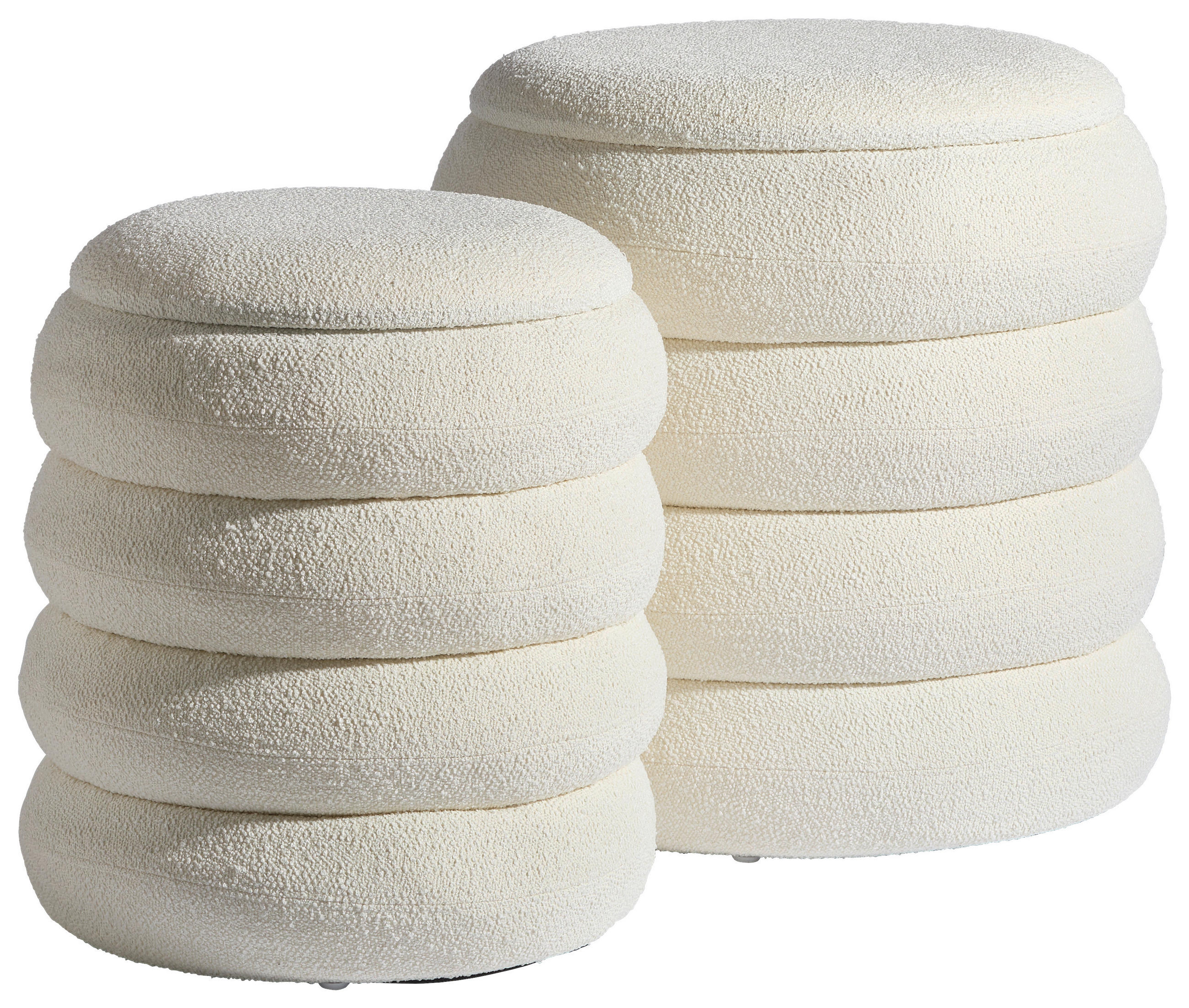 POUF Bouclé Weiß 35x38/38x44 cm  - Weiß, Design, Holzwerkstoff/Textil (35x38/38x44cm) - MID.YOU