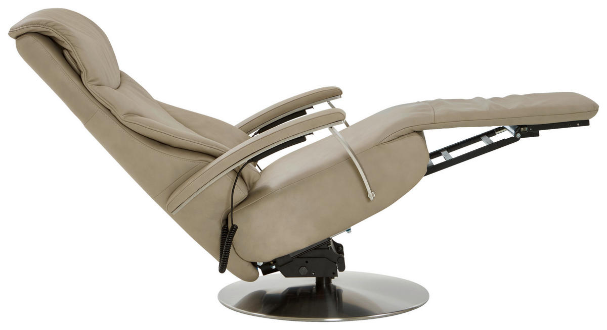 RELAXSESSEL in Leder Beige  - Edelstahlfarben/Beige, Design, Leder/Metall (75/117/88cm) - Dieter Knoll