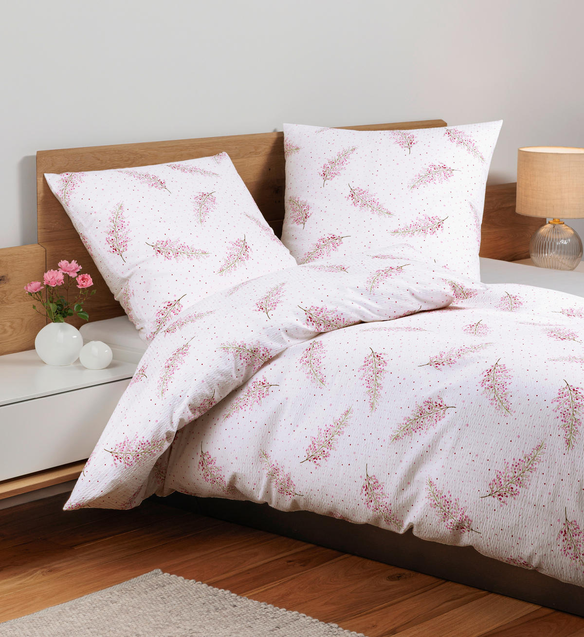 BETTWÄSCHE Seersucker 155/200 cm  - Rosa, Design, Textil (155/200cm) - Janine