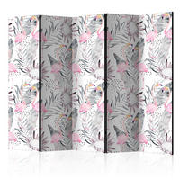 SKÄRMVÄGG  i trä, textil  vit, ljusrosa  - vit/ljusrosa, Basics, trä/textil (225/172/3cm) - artgeist