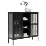 VITRINE in Schwarz  - Schwarz, Trend, Glas/Metall (110/110/35cm) - Xora