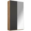 DREHTÜRENSCHRANK 2-türig Graphitfarben, Eichefarben  - Eichefarben/Alufarben, Trend, Glas/Holzwerkstoff (101/223/60cm) - Stylife