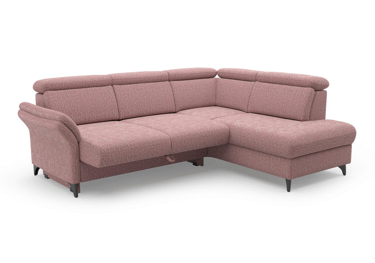 ECKSOFA GLENDALE E Aubergine Chenille  - Aubergine/Schwarz, KONVENTIONELL, Textil/Metall (247/193cm) - Sit & More