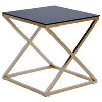 BEISTELLTISCH in Metall, Glas 50/50/50 cm  - Goldfarben/Schwarz, Modern, Glas/Metall (50/50/50cm) - Livetastic