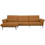 ECKSOFA in Echtleder Braun  - Schwarz/Braun, Design, Leder/Metall (182/325cm) - Valnatura