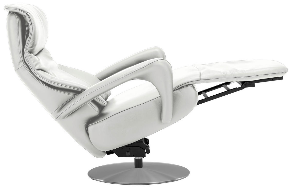 RELAXSESSEL in Leder Hellgrau  - Edelstahlfarben/Hellgrau, Design, Leder/Metall (75/117/88cm) - Dieter Knoll