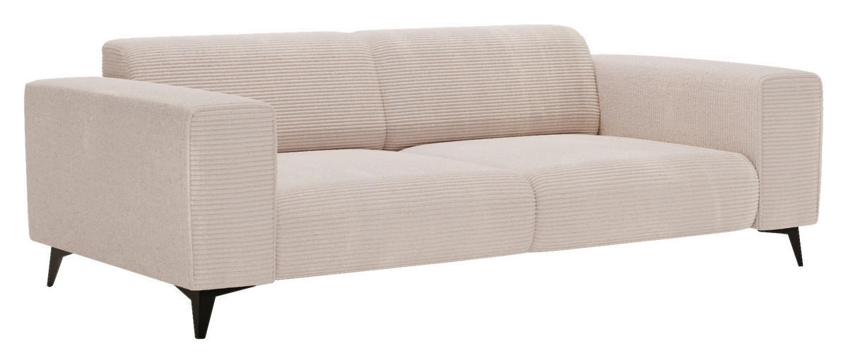 2-SITZER-SOFA Cord Creme  - Creme/Schwarz, KONVENTIONELL, Textil/Metall (207/75/104cm) - Carryhome