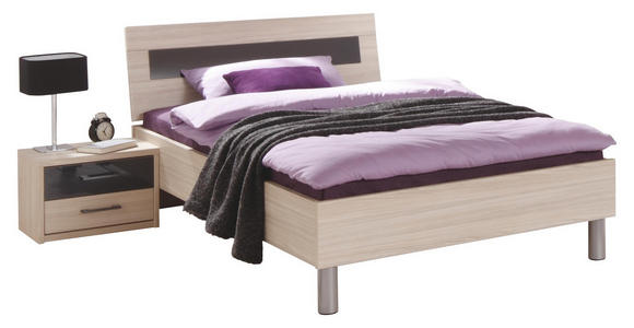 FUTONBETT 120/200 cm in Anthrazit, Akaziefarben - Anthrazit/Alufarben, Design, Glas/Holzwerkstoff (120/200cm) - Cantus