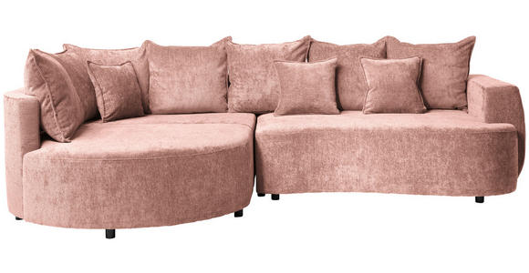 ECKSOFA  in Chenille Rosa  194/307 cm  - Schwarz/Rosa, Design, Kunststoff/Textil (194/307cm) - Carryhome
