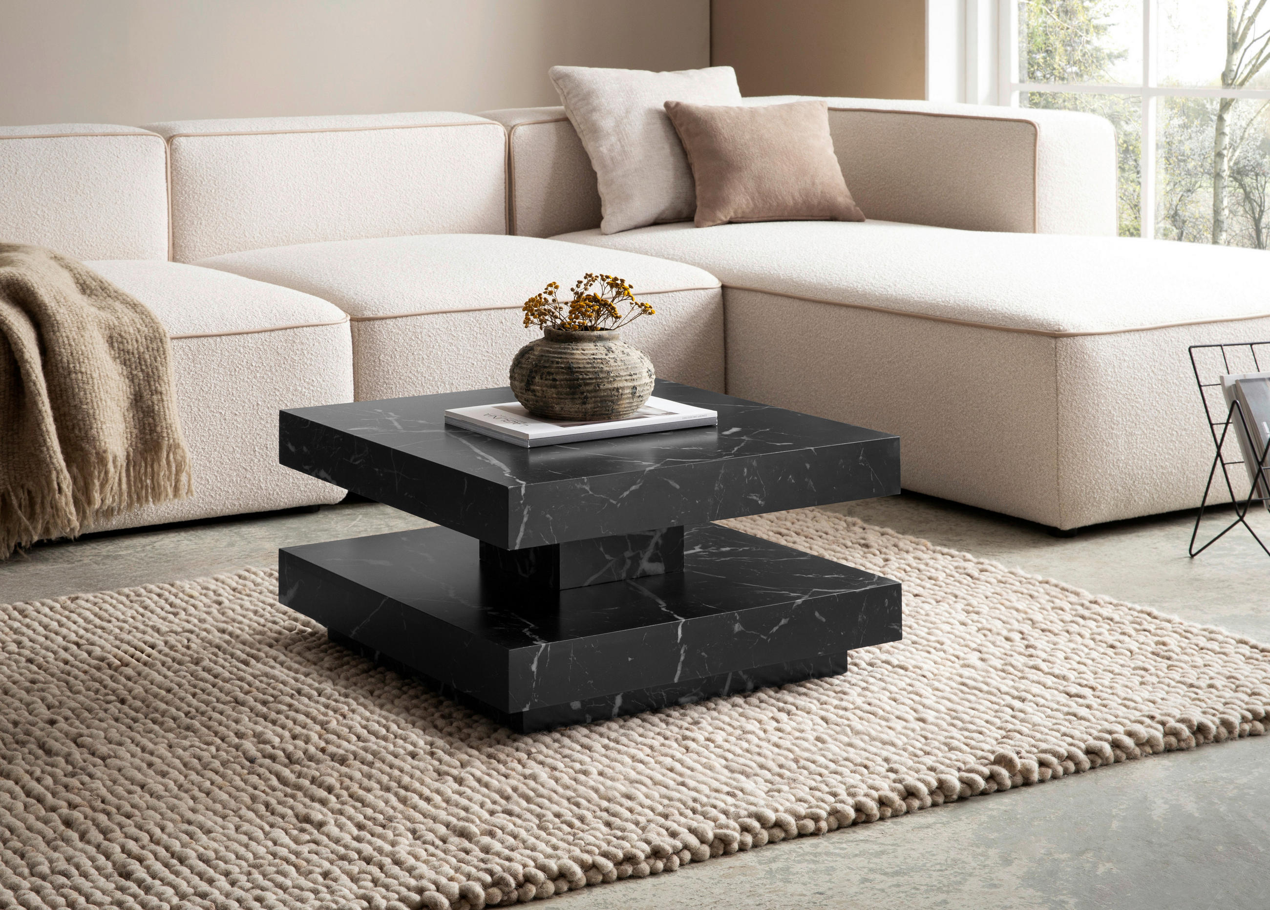 COUCHTISCH 60/60/34 cm quadratisch Schwarz  - Schwarz, Design, Holzwerkstoff (60/60/34cm) - Livetastic