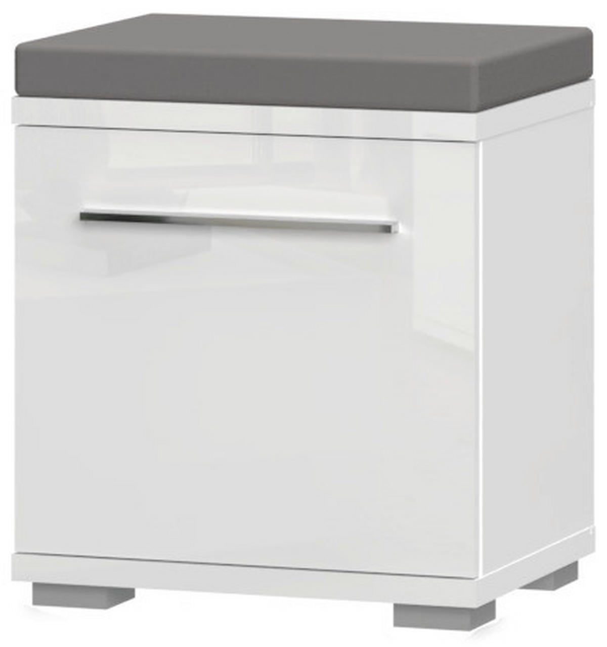 GARDEROBNA KLOP bela, bela, visoki sijaj - siva/bela, Moderno, umetna masa/leseni material (46/53/35cm) - Voleo