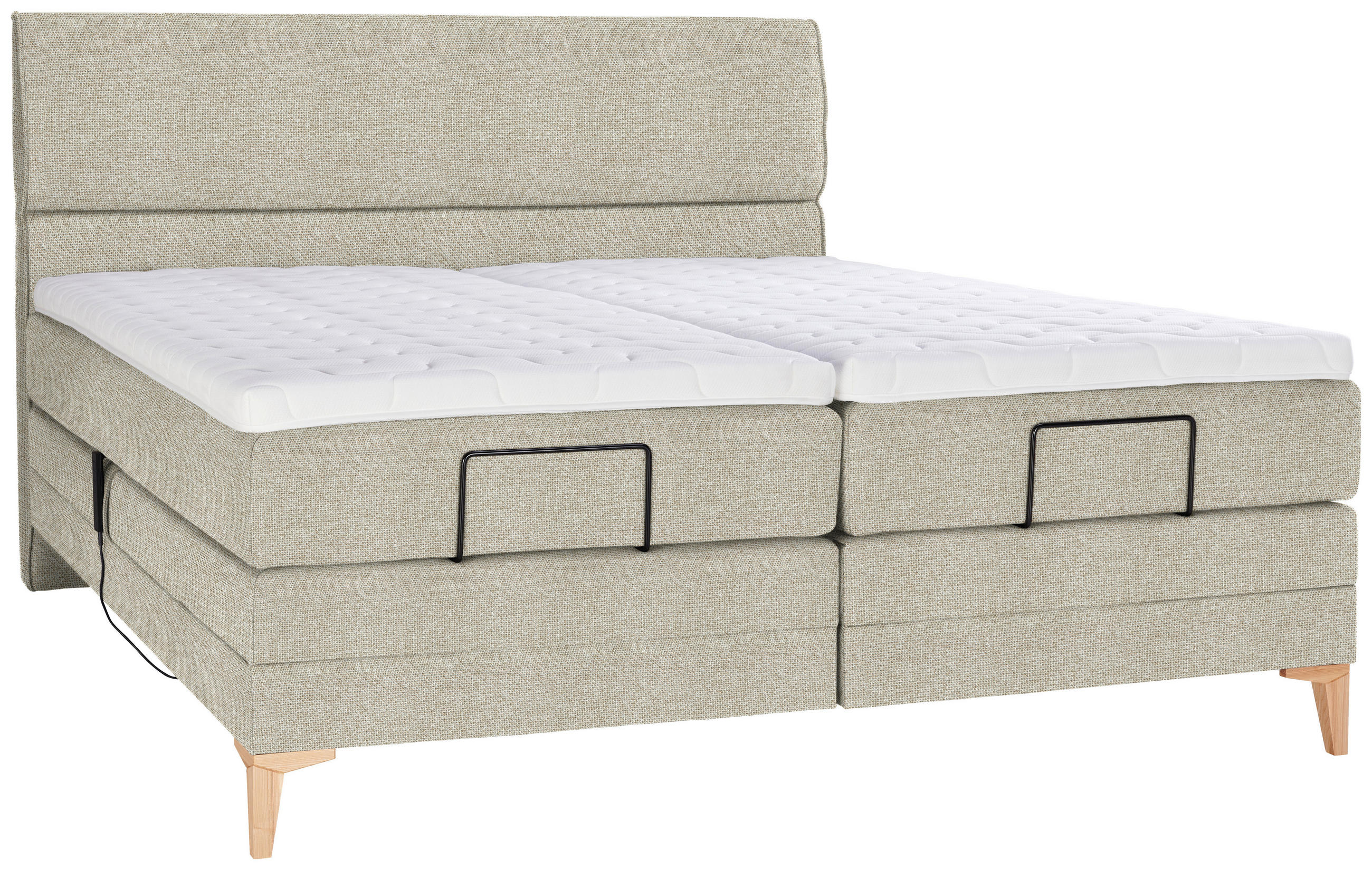 BOXSPRINGBETT 200/200 cm  in Beige  - Eichefarben/Beige, Konventionell, Holz/Textil (200/200cm) - Voleo