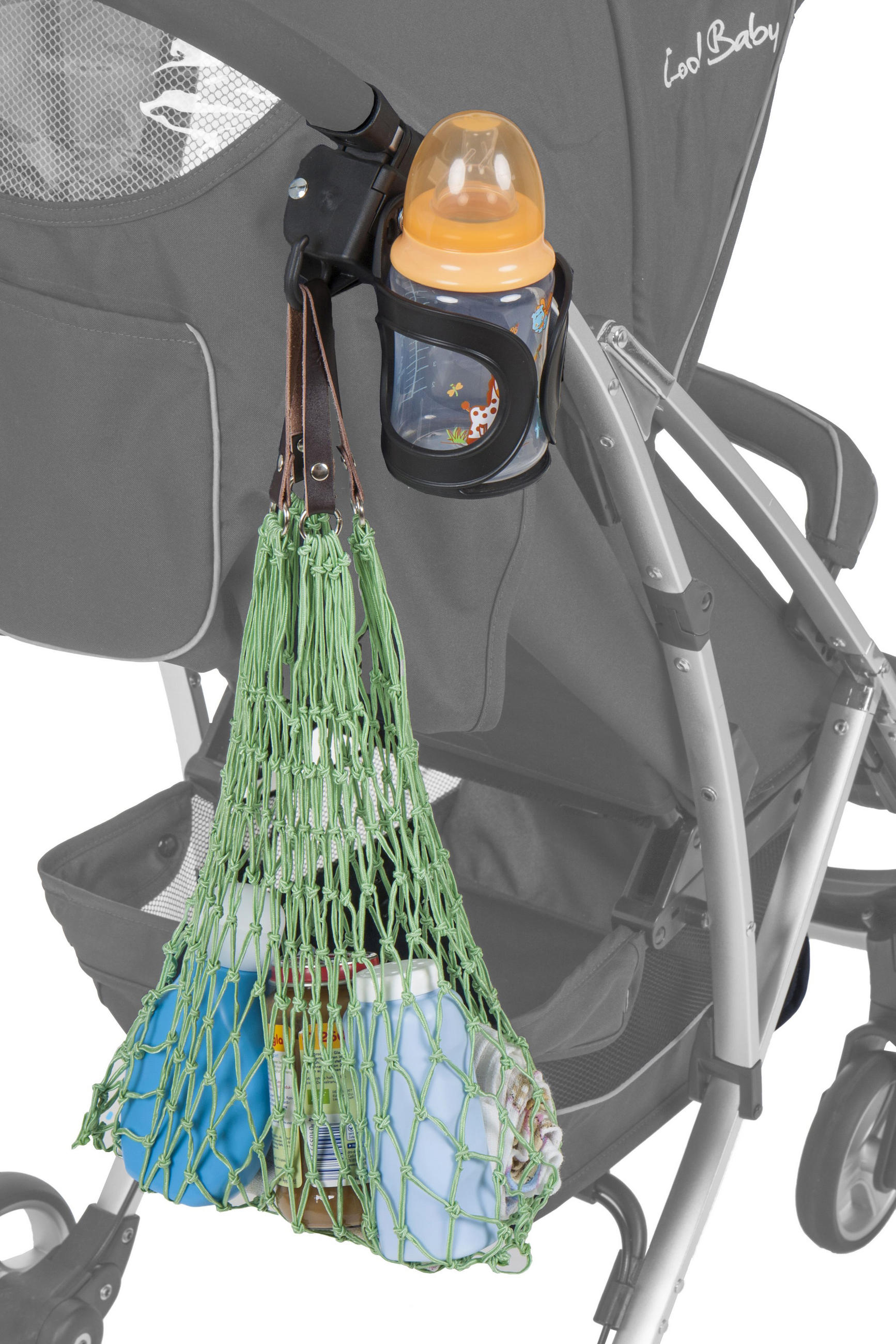 FLASKHÅLLARE Flaschenhalter inkl. Taschenhalter  - grå, Basics, plast - Fillikid