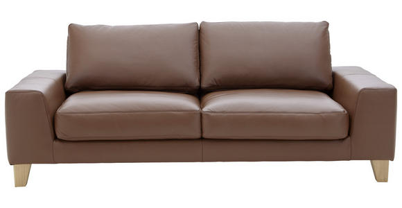 SOFA in Echtleder Braun - Eichefarben/Braun, Design, Leder/Holz (226/88/107cm) - Dieter Knoll
