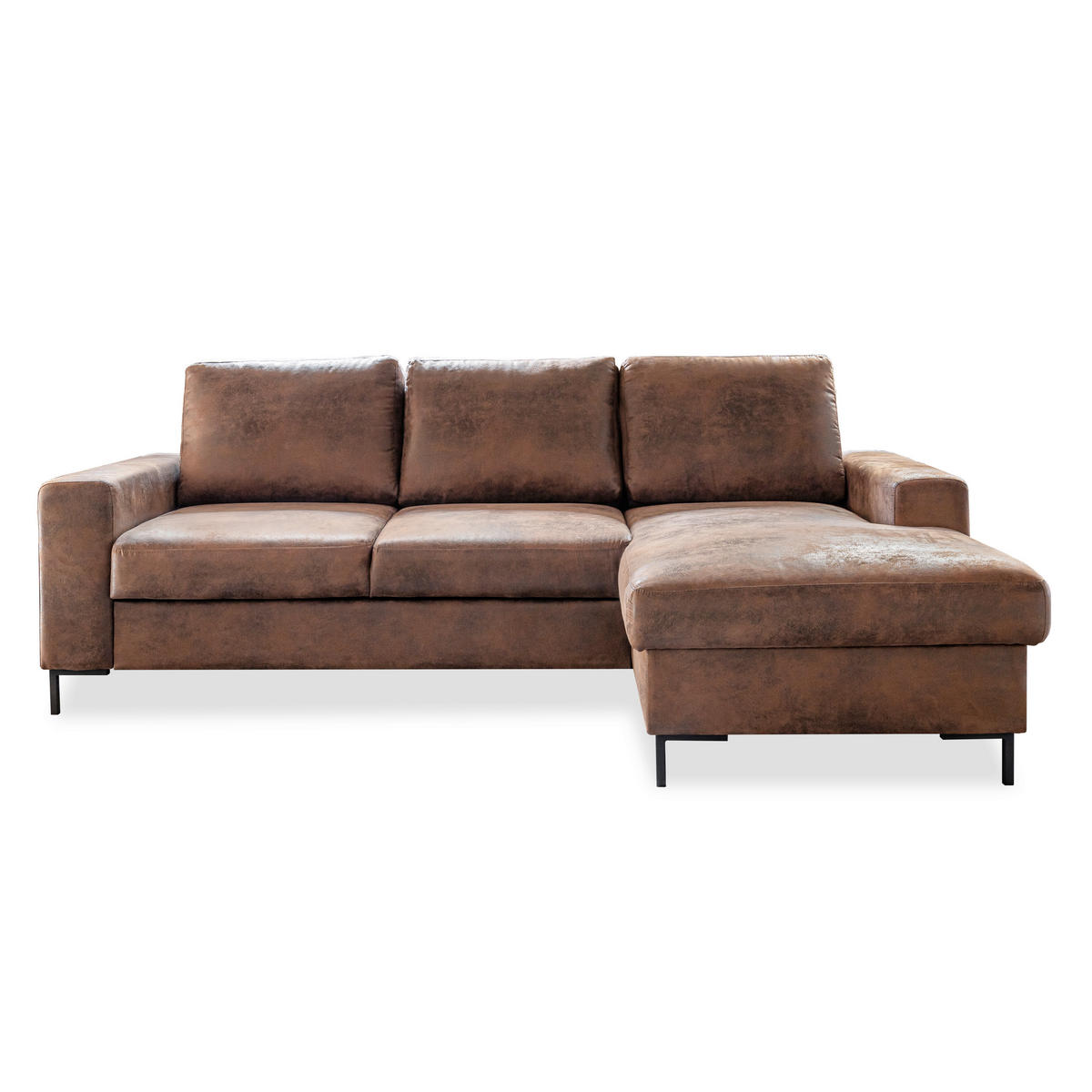 KUTNA GARNITURA tekstil  smeđa   - crna/smeđa, Moderno, tekstil/metal (236/149cm) - MID.YOU