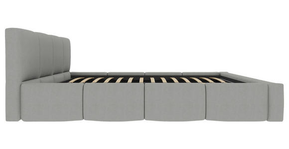 POLSTERBETT 200/200 cm,  in Silberfarben, Lattenrost, Bettkasten,  - Silberfarben/Schwarz, Design, Holz/Textil (200/200cm) - Xora