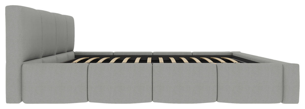 POLSTERBETT 180/200 cm,  in Silberfarben, Lattenrost, Bettkasten,  - Silberfarben/Schwarz, Design, Holz/Textil (180/200cm) - Xora
