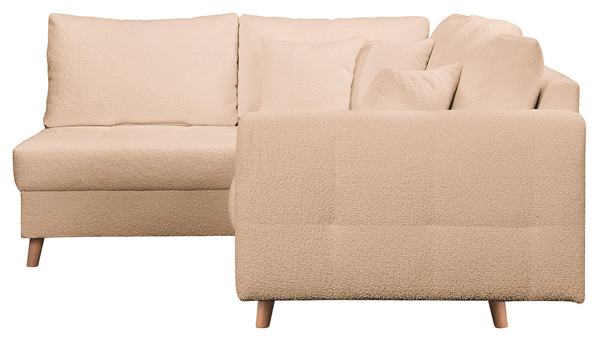 ECKSOFA Beige Bouclé  - Beige/Naturfarben, Design, Holz/Textil (161/231cm) - Livetastic