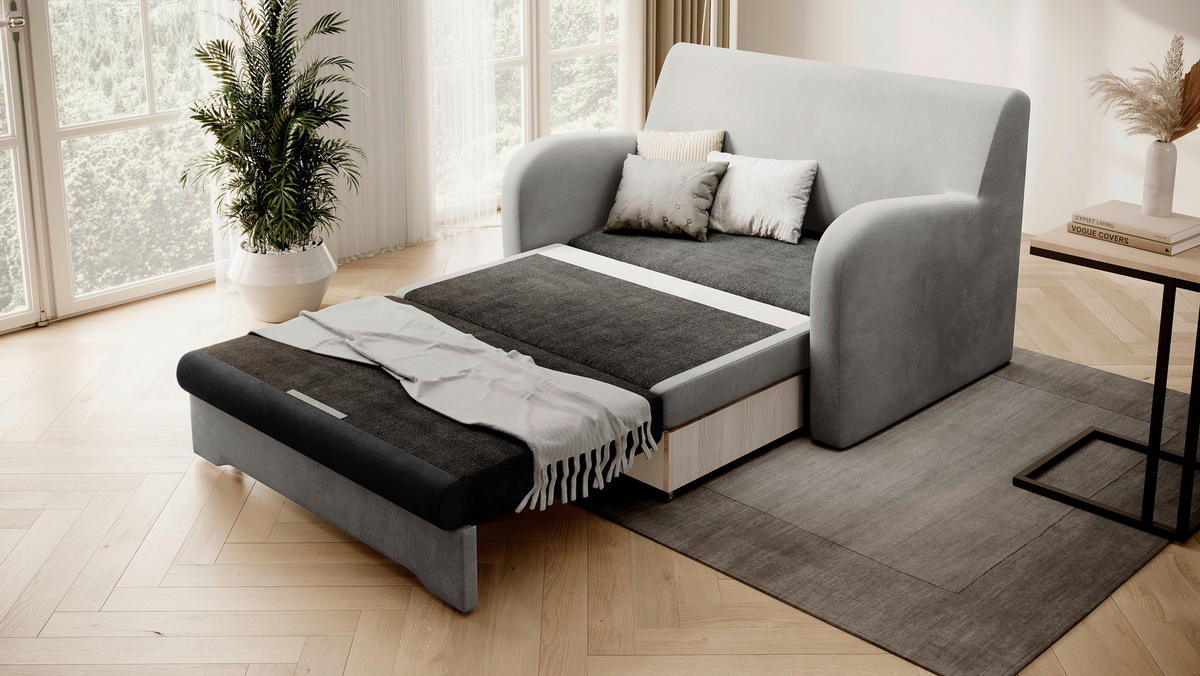 SCHLAFSOFA in Textil Anthrazit, Hellgrau  - Anthrazit/Hellgrau, Design, Kunststoff/Textil (244/97/97cm) - MID.YOU