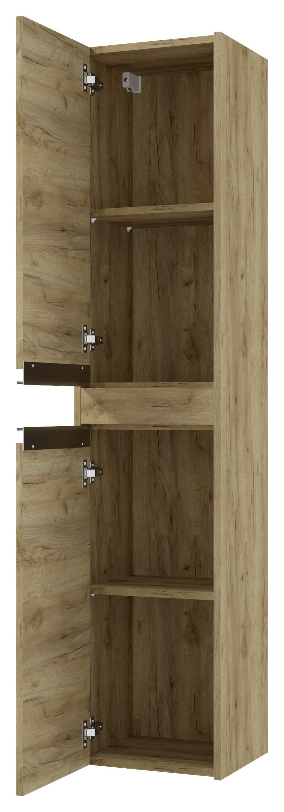 HOCHSCHRANK 35/160/30 cm  - Chromfarben/Eichefarben, MODERN, Holzwerkstoff/Metall (35/160/30cm) - MID.YOU