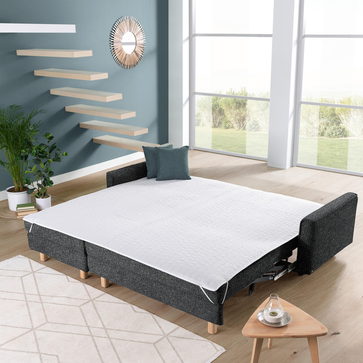 ECKSOFA  in Mikrovelours Anthrazit  170/237 cm  - Eichefarben/Anthrazit, KONVENTIONELL, Holz/Textil (170/237cm) - Sedda