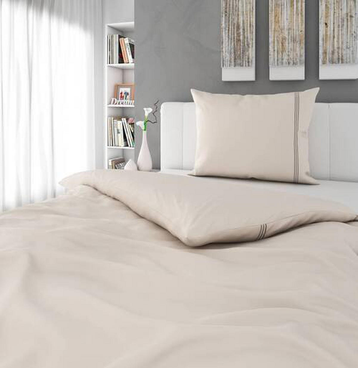 BETTWÄSCHESET Satin 160/210 cm  65 cm/100 cm  - Creme, Natur, Textil (160/210cm) - Bio:Vio