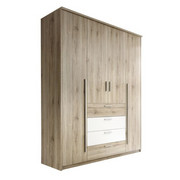 OMARA ZA OBLAČILA, bela, hrast - aluminij/bela, Design, umetna masa/leseni material (182/225/59cm) - Xora