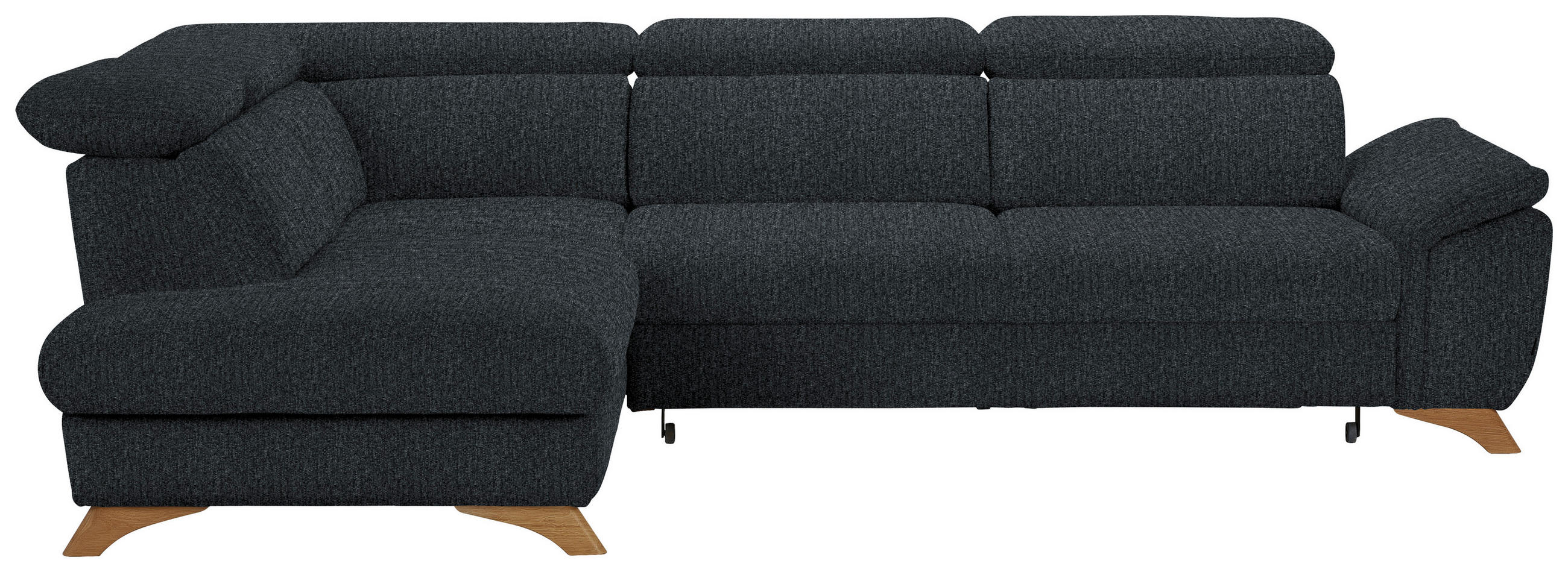 ECKSOFA in Chenille Dunkelgrau  212/287 cm  - Eichefarben/Dunkelgrau, MODERN, Holz/Textil (212/287cm) - Valnatura