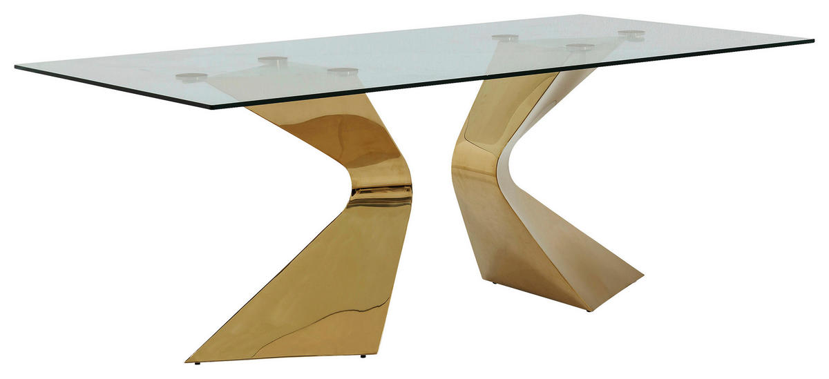 ESSTISCH rechteckig Goldfarben  - Goldfarben, Design, Glas/Metall (200/100/75cm) - Kare-Design