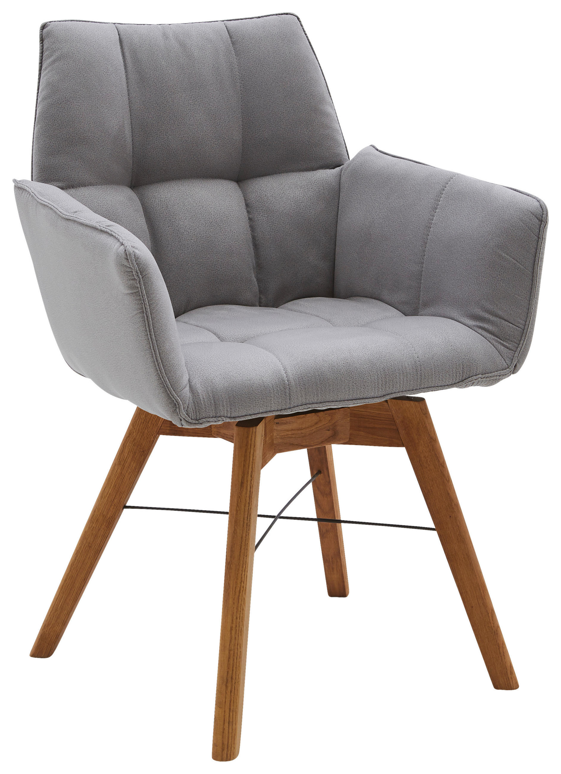 ARMLEHNSTUHL in Holz, Textil Eichefarben, Hellgrau  - Eichefarben/Hellgrau, Design, Holz/Textil (61/87/63cm) - Waldwelt