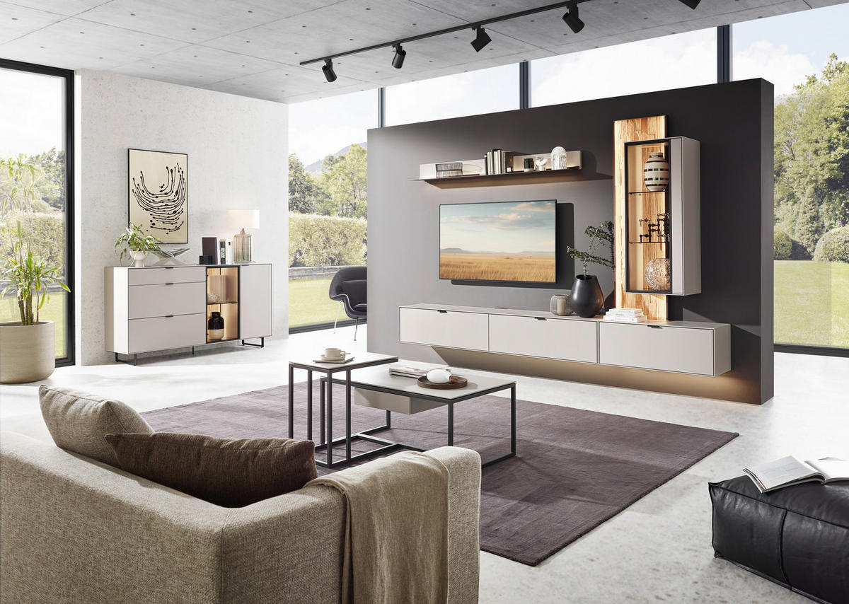 SIDEBOARD Grau  181,9/87,9/45,2 cm  - Schwarz/Grau, Design, Glas/Holz (181,9/87,9/45,2cm) - Dieter Knoll