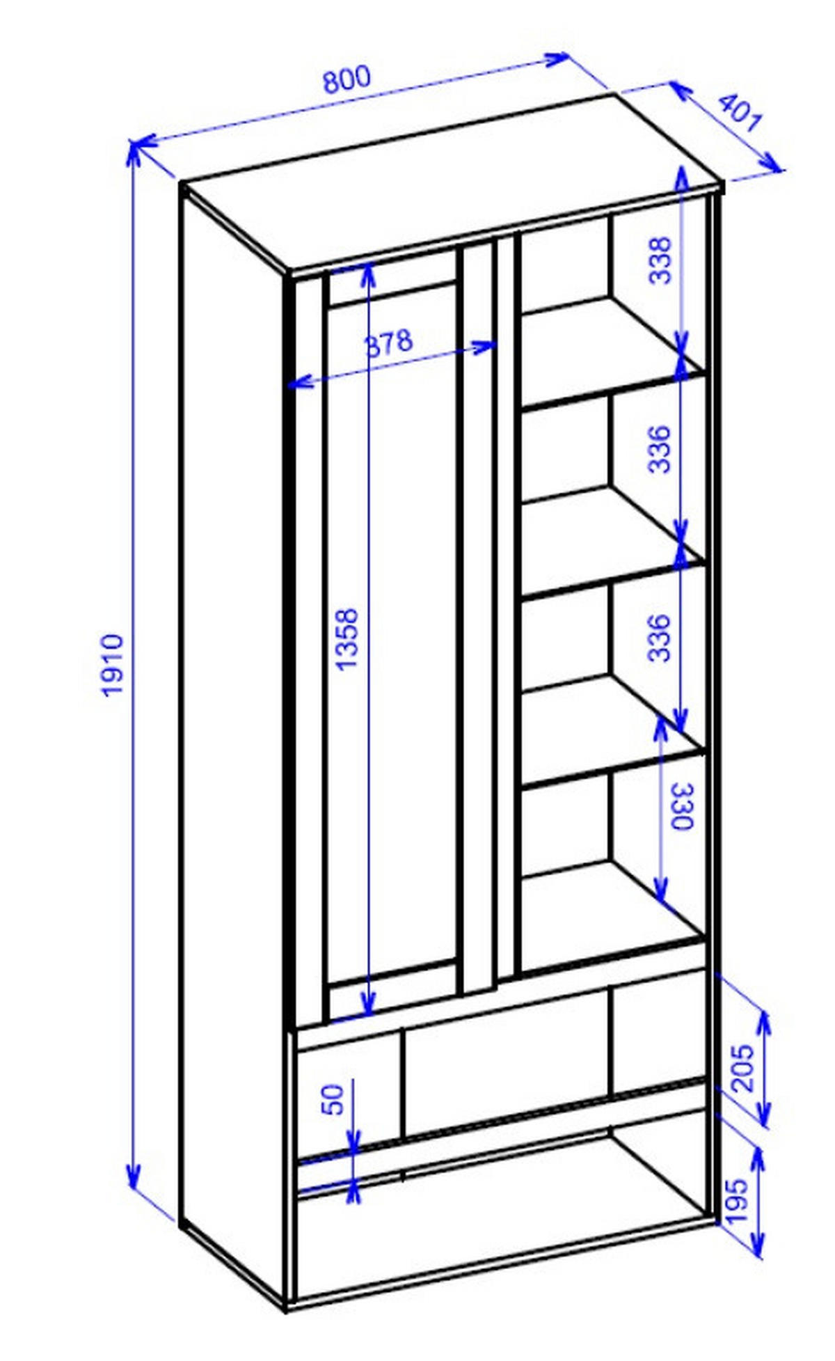 VITRINE in Weiß  - Silberfarben/Weiß, KONVENTIONELL, Glas/Holzwerkstoff (80/191/40cm) - MID.YOU