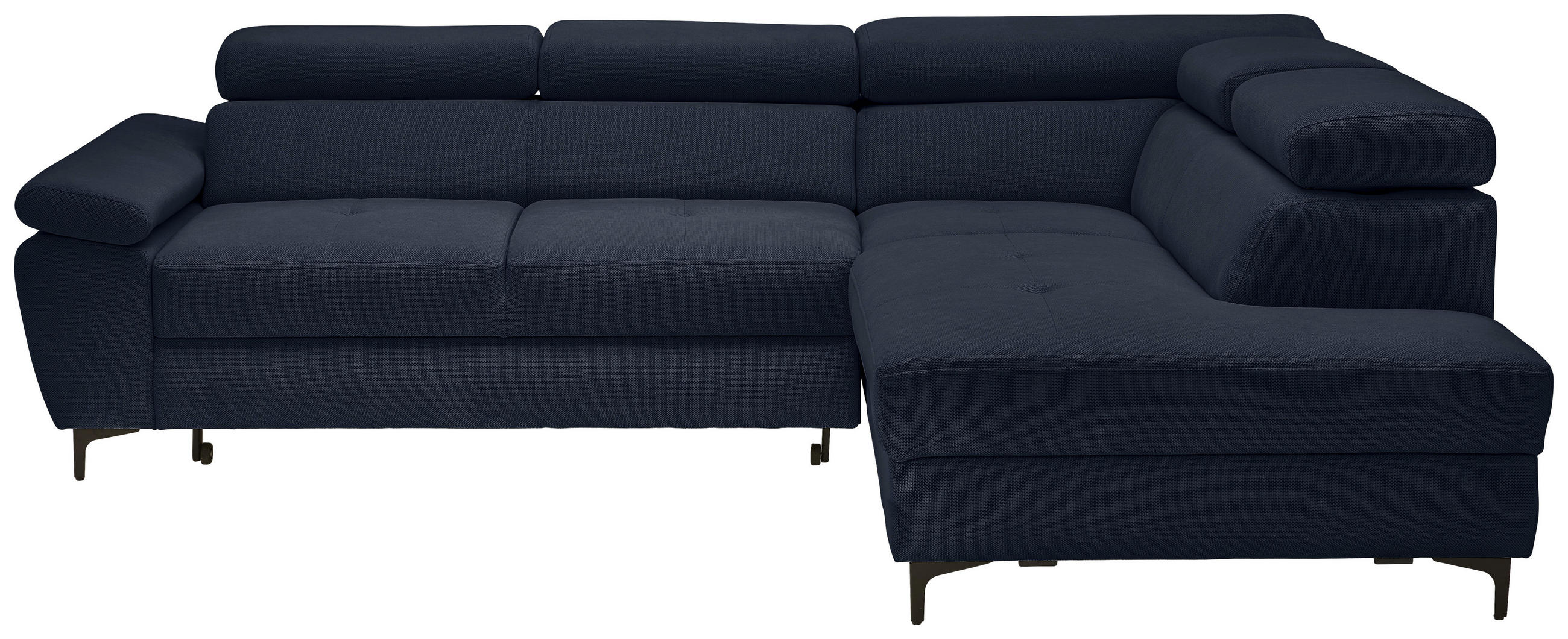 ECKSOFA in Flachgewebe Dunkelblau  - Schwarz/Dunkelblau, Design, Textil/Metall (266/206cm) - Stylife