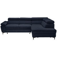 ECKSOFA inkl. Funktion COMBO Dunkelblau Flachgewebe  - Schwarz/Dunkelblau, Design, Textil/Metall (266/206cm) - Stylife