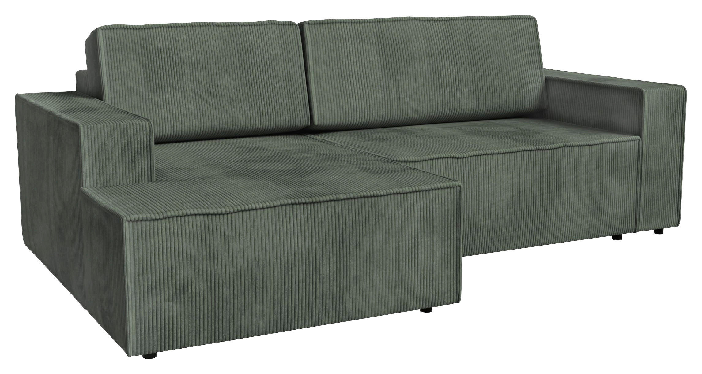 ECKSOFA inkl. Funktionen Dunkelgrün Cord  - Dunkelgrün/Schwarz, MODERN, Kunststoff/Textil (149/245cm) - Stylife