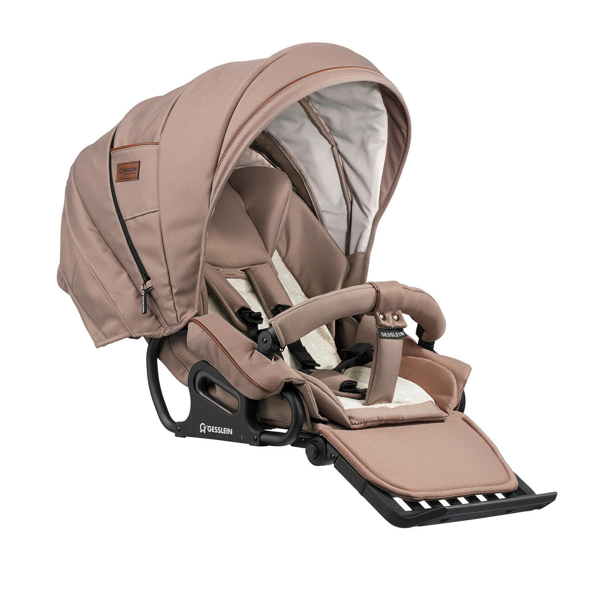 KINDERWAGENSET  FX4 Classic   - Dunkelbraun/Beige, Basics, Textil/Metall - Gesslein