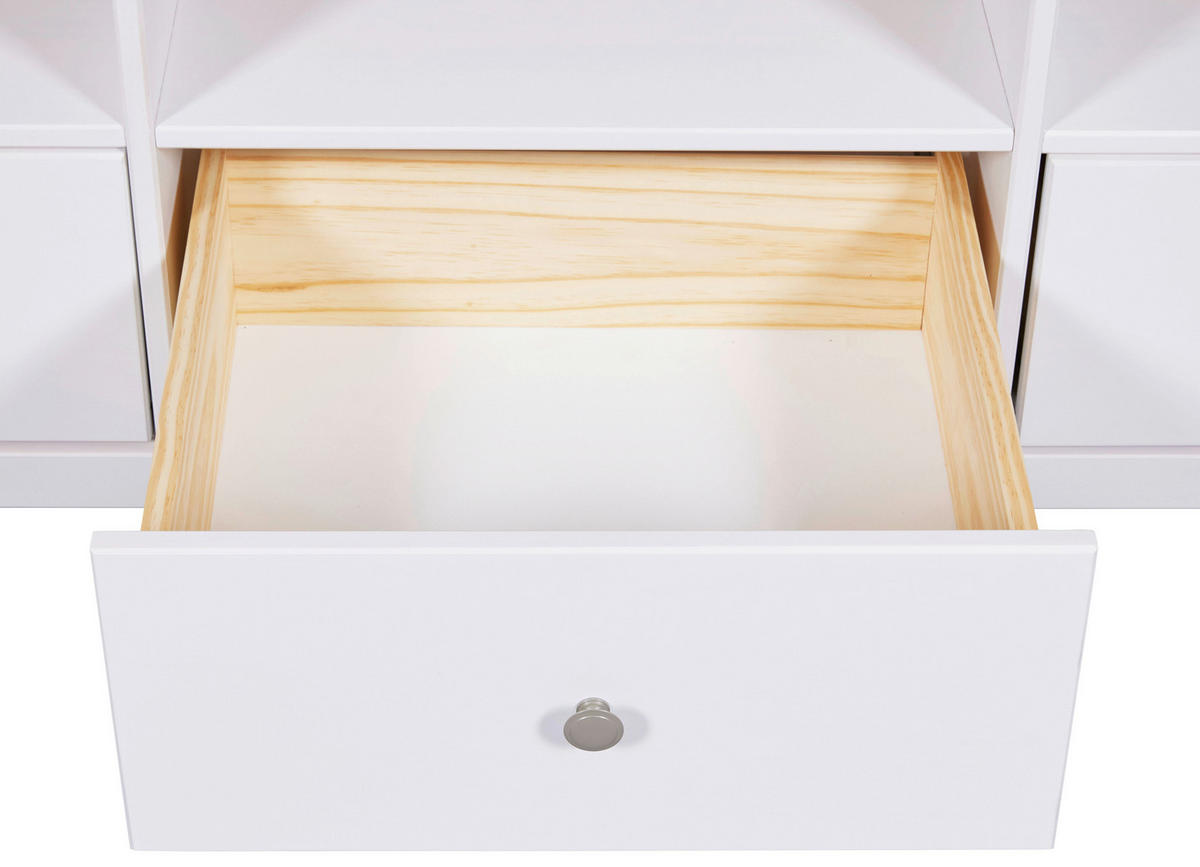 NIZKA OMARICA bela  - srebrne barve/bela, Design, kovina/les (160/57/45cm) - Livetastic