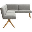 ECKBANK 238/172 cm Webstoff Hellgrau Eiche vollmassiv   - Eichefarben/Hellgrau, KONVENTIONELL, Holz/Textil (238/172cm) - Linea Natura
