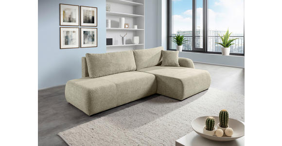 ECKSOFA Mintgrün Flachgewebe Zierkissen, Rückenkissen, Bettkasten, Schlaffunktion, Rücken echt, Liegefläche im Originalstoff  - Schwarz/Mintgrün, KONVENTIONELL, Kunststoff/Textil (260/145cm) - Carryhome