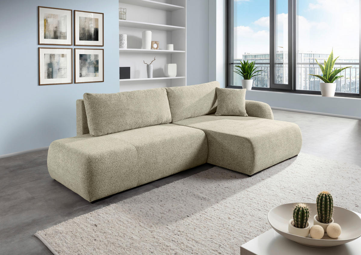 ECKSOFA Mintgrün Flachgewebe Zierkissen, Rückenkissen, Bettkasten, Schlaffunktion, Rücken echt, Liegefläche im Originalstoff  - Schwarz/Mintgrün, KONVENTIONELL, Kunststoff/Textil (260/145cm) - Carryhome