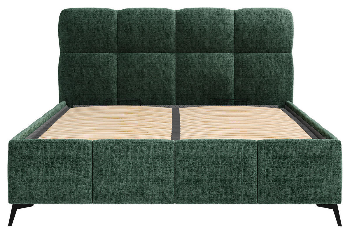 POLSTERBETT 140/200 cm,  in Grün, gepolstertes Kopfteil, Lattenrost,  - Schwarz/Bronzefarben, Design, Holz/Textil (140/200cm) - Chameo