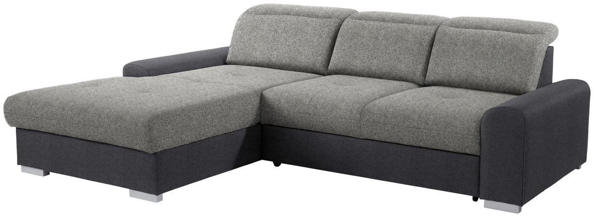 HÖRNSOFFA i vävt tyg grå, mörkgrå  - mörkgrå/silver, Klassisk, trä/textil (203/286cm) - Livetastic