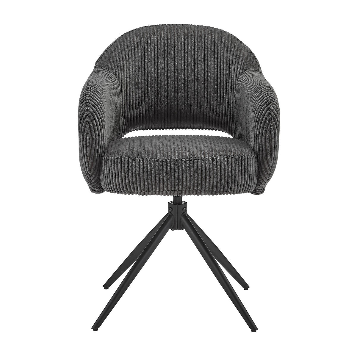 ARMLEHNSTUHL  in Cord  - Dunkelgrau/Schwarz, MODERN, Textil/Metall (58/84/60cm) - Livetastic
