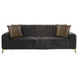 BIGSOFA in Samt Schwarz  - Goldfarben/Multicolor, Trend, Textil/Metall (235/90/100cm) - Carryhome