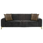 BIGSOFA Samt Schwarz  - Goldfarben/Multicolor, Trend, Textil/Metall (235/90/100cm) - Carryhome