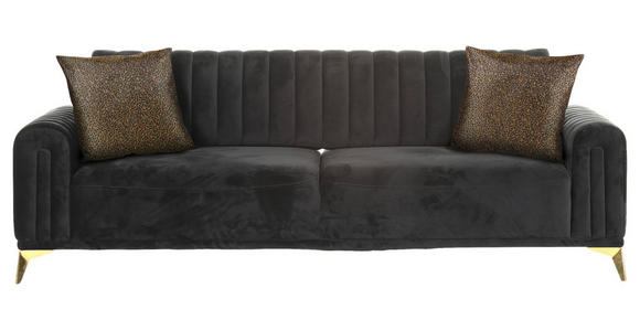 BIGSOFA in Samt Schwarz  - Goldfarben/Multicolor, Trend, Textil/Metall (235/90/100cm) - Carryhome