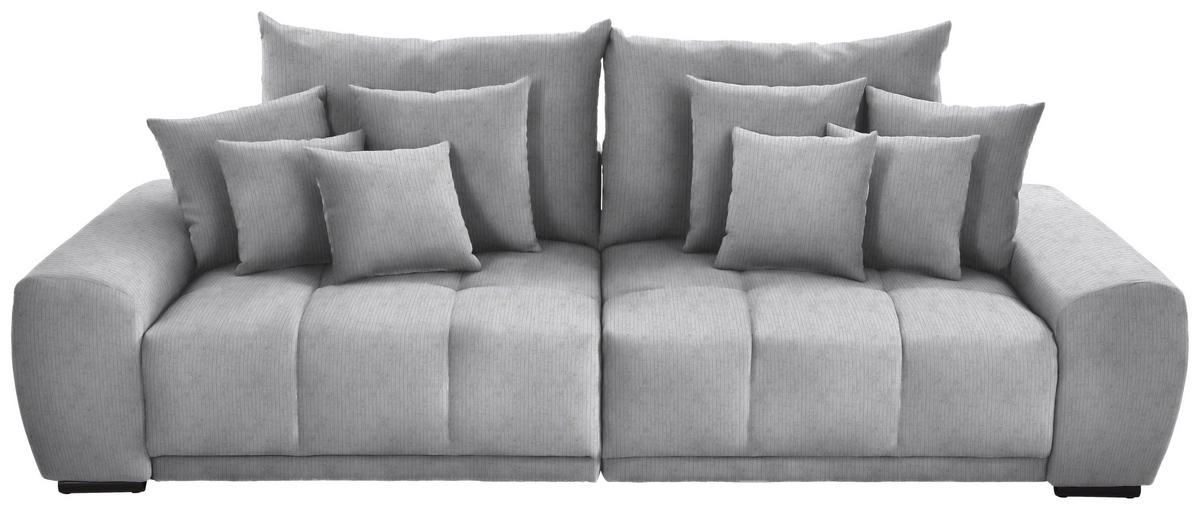 BIG SOFFA i tunn manchester ljusgrå  - ljusgrå/svart, Klassisk, trä/textil (280/67/120cm) - MID.YOU